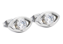 Load image into Gallery viewer, Blackjack Jewelry - Men&#39;s Cubic Zirconia Stainless Steel Evil Eye Earrings
