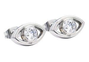 Blackjack Jewelry - Men's Cubic Zirconia Stainless Steel Evil Eye Earrings
