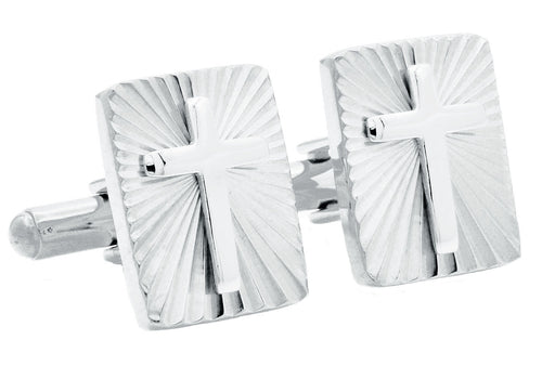 Blackjack Jewelry - Men's Stainless Steel Radial Cross Cuff Links
