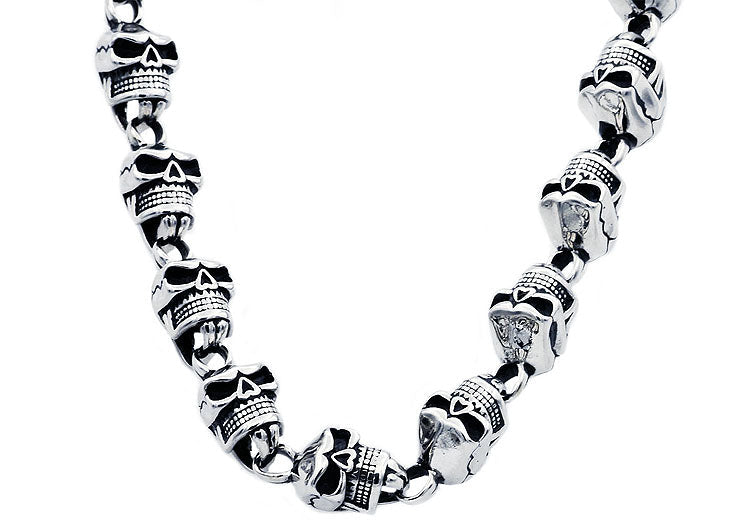 Mens Stainless Steel Skull Necklace - Blackjack Jewelry
