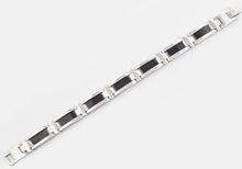 Load image into Gallery viewer, Mens Stainless Steel Bracelet With Black Carbon Fiber - Blackjack Jewelry
