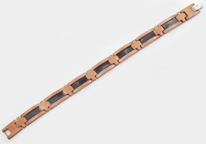 Mens Chocolate Stainless Steel Bracelet with Black Carbon Fiber - Blackjack Jewelry