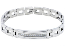 Load image into Gallery viewer, Mens Stainless Steel Bracelet With Cubic ZIrconia - Blackjack Jewelry
