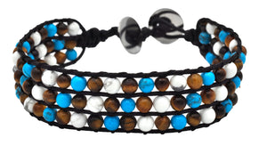 Mens Genuine Stones 2mm Braided Beads Bracelet - Blackjack Jewelry