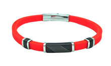 Load image into Gallery viewer, Mens Orange Silicone Stainless Steel Bracelet - Blackjack Jewelry
