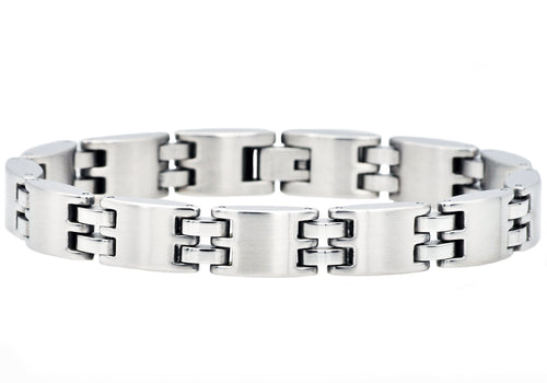 Mens Matte Finish Stainless Steel Bracelet - Blackjack Jewelry