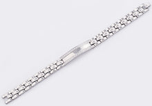 Load image into Gallery viewer, Mens Stainless Steel ID-Engravable Bracelet With Cubic Zirconia - Blackjack Jewelry
