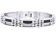 Load image into Gallery viewer, Mens Carbon Fiber And Stainless Steel Wire Bracelet - Blackjack Jewelry
