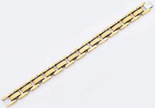 Load image into Gallery viewer, Mens Gold Textured Stainless Steel Bracelet With Black Plated Lines - Blackjack Jewelry
