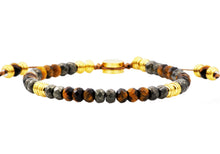 Load image into Gallery viewer, Mens Genuine Pyrite And Tiger Eye Gold Stainless Steel Beaded Bracelet - Blackjack Jewelry
