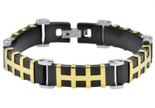Load image into Gallery viewer, Mens Black And Gold Stainless Steel Bracelet - Blackjack Jewelry
