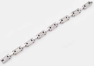Mens Rose Stainless Steel Chain Bracelet With Cubic Zirconia - Blackjack Jewelry