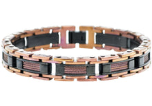 Load image into Gallery viewer, Mens Chocolate And Black Stainless Steel Bracelet With Chocolate Plated Cables - Blackjack Jewelry
