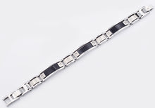 Load image into Gallery viewer, Mens Stainless Steel Bracelet With Carbon Fiber And Cubic Zirconia - Blackjack Jewelry
