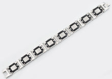 Load image into Gallery viewer, Mens Wide Stainless Steel Bracelet With Black - Blackjack Jewelry
