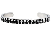 Load image into Gallery viewer, Mens Black Stainless Steel Skull Bangle - Blackjack Jewelry
