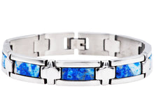 Load image into Gallery viewer, Mens Genuine Blue Lace Agate Stainless Steel Bracelet - Blackjack Jewelry
