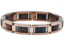 Load image into Gallery viewer, Mens Chocolate Stainless Steel And Wood Bracelet - Blackjack Jewelry
