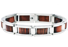 Load image into Gallery viewer, Mens Stainless Steel And Wood Bracelet - Blackjack Jewelry
