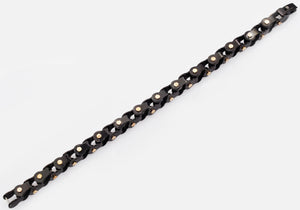 Mens Black Stainless Steel Link Bracelet With Rose Gold Plated Screws - Blackjack Jewelry