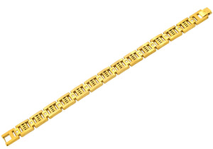 Mens Gold Plated Stainless Steel Bracelet With Cubic Zirconia - Blackjack Jewelry