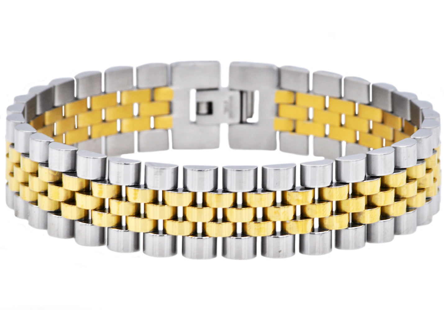 Mens Gold Stainless Steel Watch Link Bracelet - Main Image