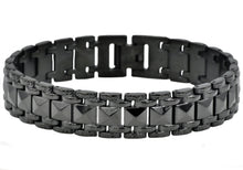 Load image into Gallery viewer, Mens Black Plated Stainless Steel Pyramid Link Bracelet - Blackjack Jewelry

