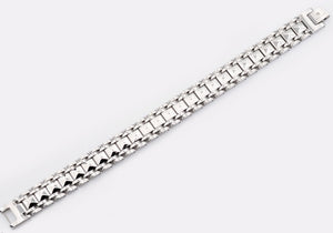 Mens Polished Stainless Steel Pyramid Link Bracelet - Blackjack Jewelry