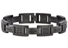 Load image into Gallery viewer, Mens Matte Black  Stainless Steel Bracelet With Cubic Zirconia - Blackjack Jewelry
