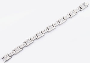 Mens Matte Stainless Steel Bracelet With Cubic Zirconia - Blackjack Jewelry
