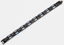 Load image into Gallery viewer, Mens Blue Carbon Fiber And Black Stainless Steel Bracelet - Blackjack Jewelry
