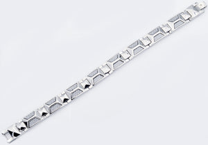 Mens White Carbon Fiber Stainless Steel Bracelet - Blackjack Jewelry