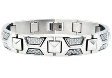 Load image into Gallery viewer, Mens White Carbon Fiber Stainless Steel Bracelet - Blackjack Jewelry
