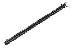 Mens Black Stainless Steel Bracelet With Black Cubic Zirconia - Blackjack Jewelry