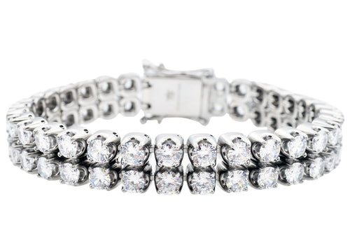 Mens Stainless Steel Bracelet With Cubic Zirconia - Blackjack Jewelry