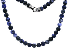 Load image into Gallery viewer, Mens Genuine 8mm Sodalite Stainless Steel Beaded Necklace - Blackjack Jewelry
