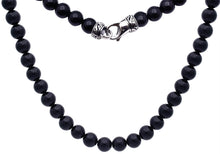 Load image into Gallery viewer, Mens Genuine 8mm Onyx Stainless Steel Beaded Necklace - Blackjack Jewelry
