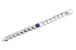 Mens Genuine Lapis Lazuli  Stainless Steel Bracelet - Blackjack Jewelry