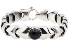Load image into Gallery viewer, Mens Genuine Onyx Stainless Steel Bracelet - Blackjack Jewelry
