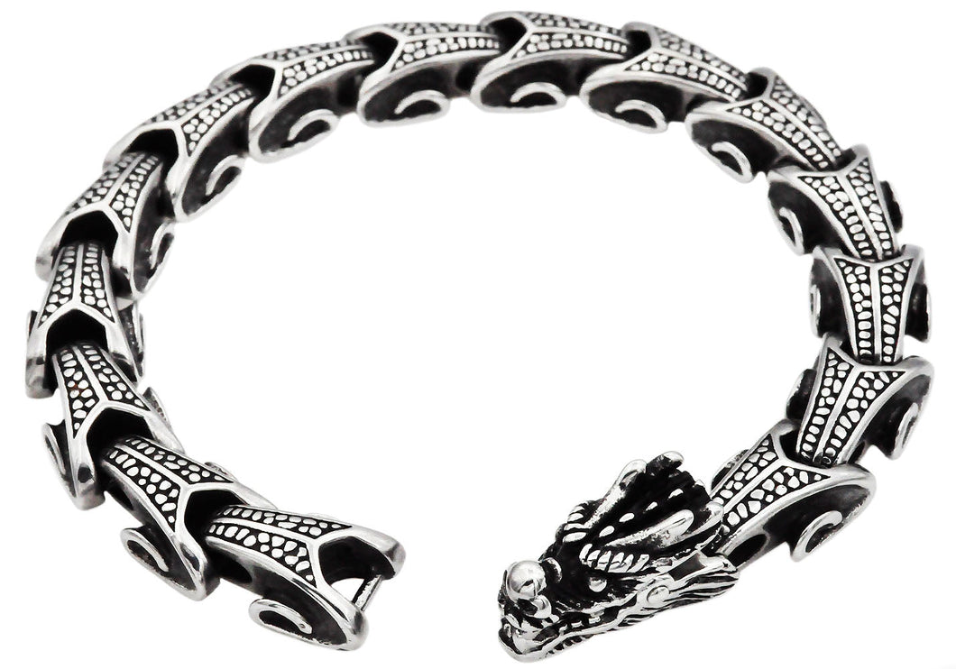 Mens Stainless Steel Dragon Bracelet - Blackjack Jewelry