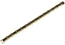 Load image into Gallery viewer, Mens Two Tone Black And Gold Stainless Steel Bracelet With Pins - Blackjack Jewelry
