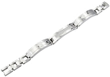 Load image into Gallery viewer, Mens Stainless Steel Link Bracelet With Cubic Zirconia - Blackjack Jewelry
