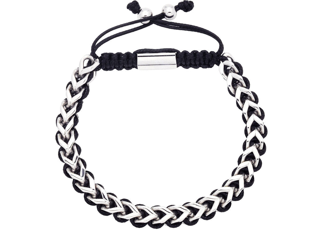 Mens Woven 6mm Stainless Steel Franco Link Chain Adjustable Bracelet - Blackjack Jewelry