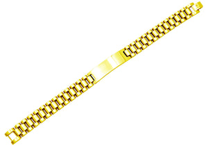Mens Gold Engravable Stainless Steel ID Bracelet - Blackjack Jewelry