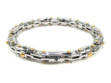 Load image into Gallery viewer, Mens Stainless Steel Bracelet With Gold Screws - Blackjack Jewelry
