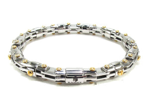Mens Stainless Steel Bracelet With Gold Screws - Blackjack Jewelry