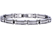 Load image into Gallery viewer, Mens Thin Stainless Steel Bracelet With Cubic Zirconia - Blackjack Jewelry
