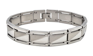 Mens Two-Toned Polished Stainless Steel Bracelet - Blackjack Jewelry