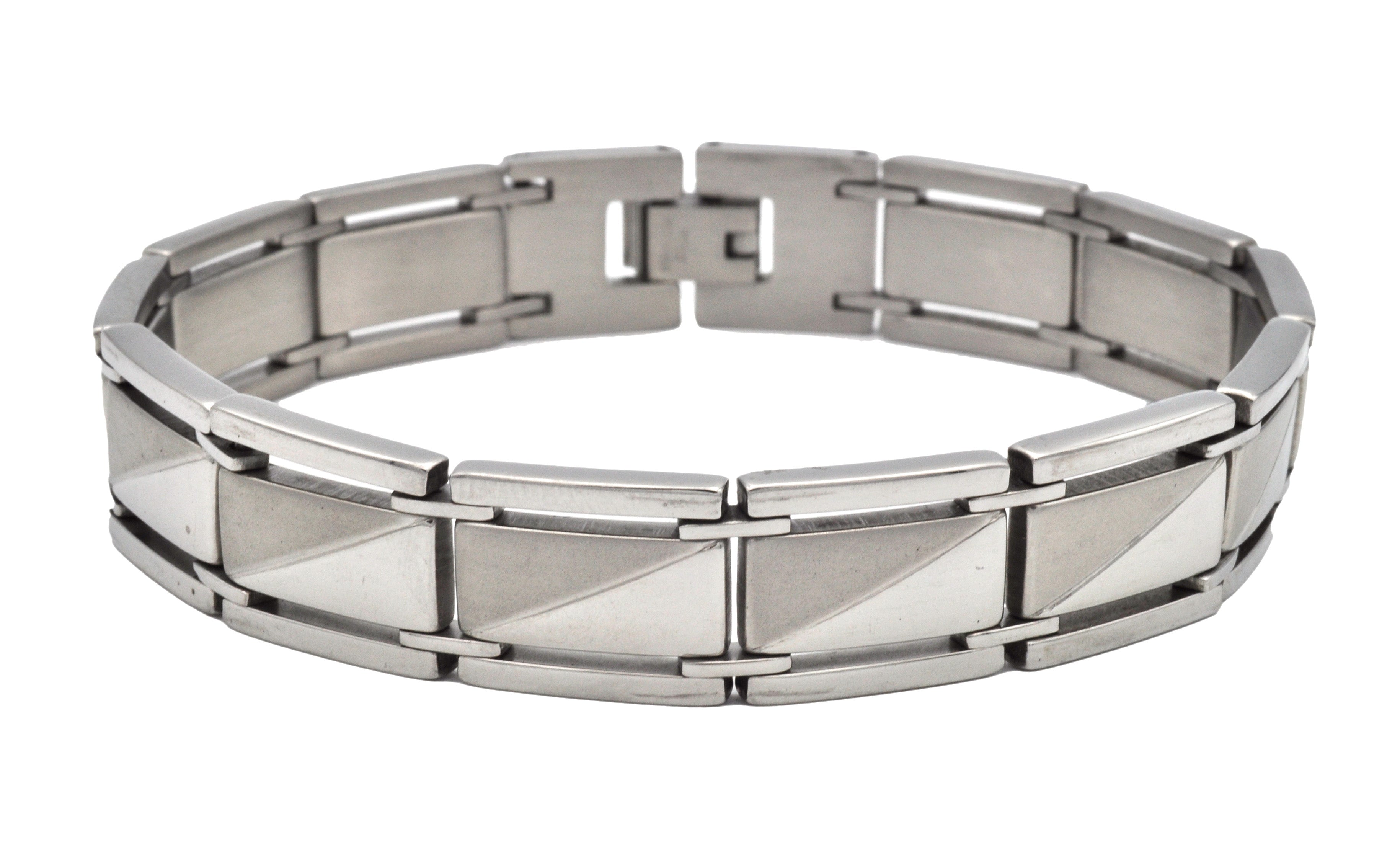 Matt bracelet made of surgical steel, silver colour, shiny H joints