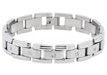 Load image into Gallery viewer, Mens Stainless Steel Bracelet With Cubic Zirconia - Blackjack Jewelry
